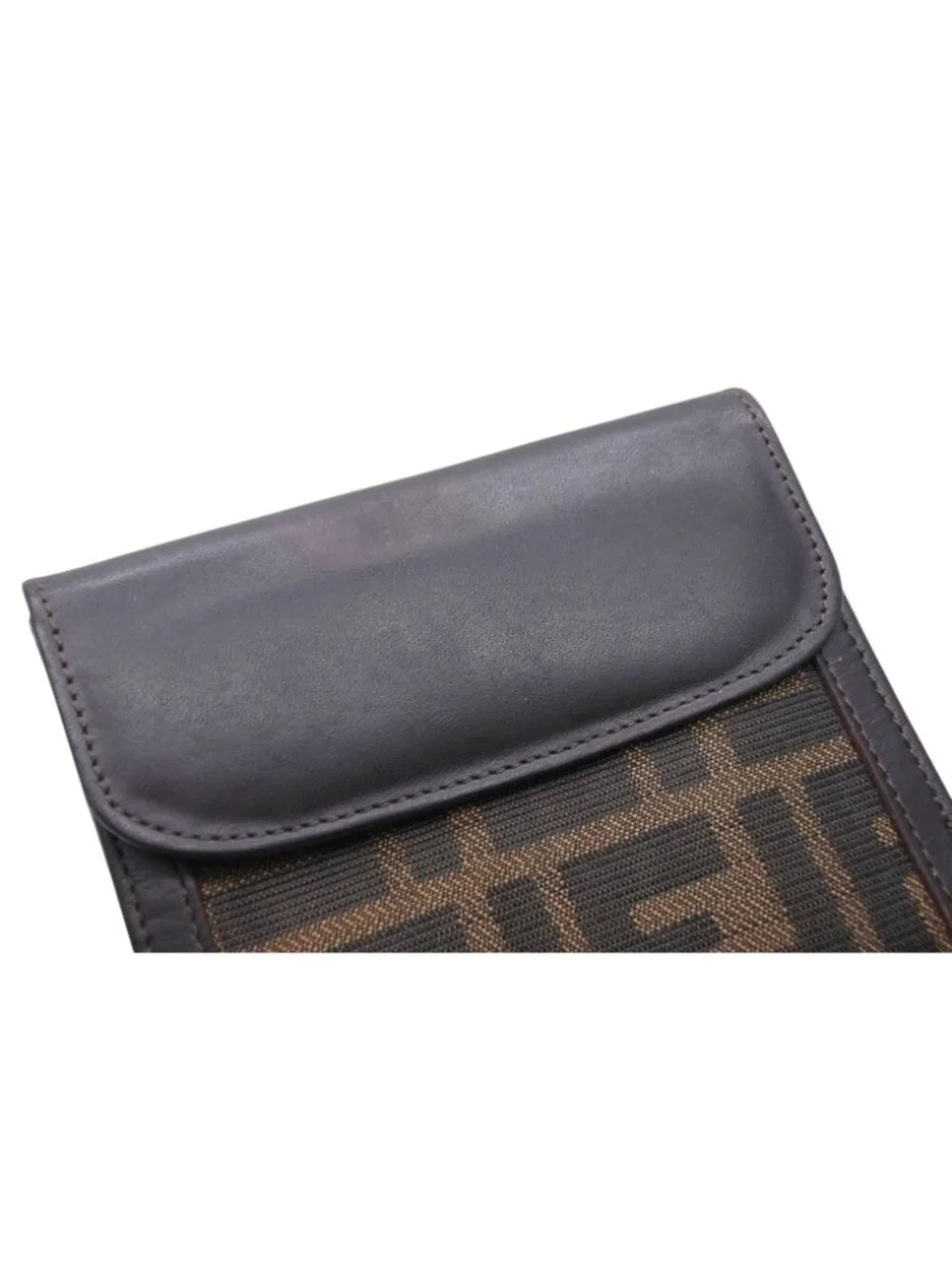 Fendi Zucca Pattern Bifold Wallet Compact Canvas Leather Brown